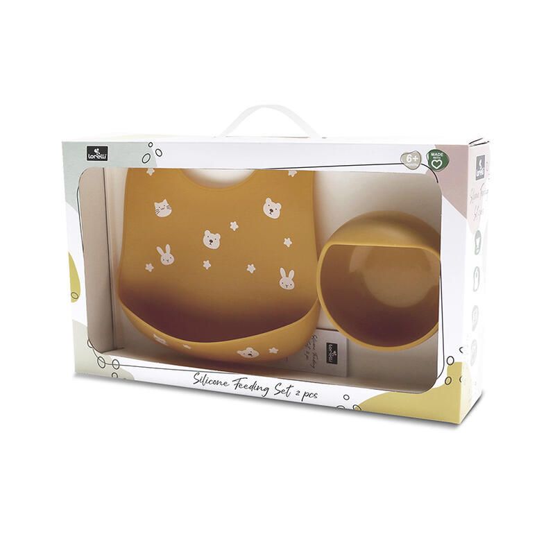 Set 2 Pcs Bavoir + B.assiette Rebord Jaune