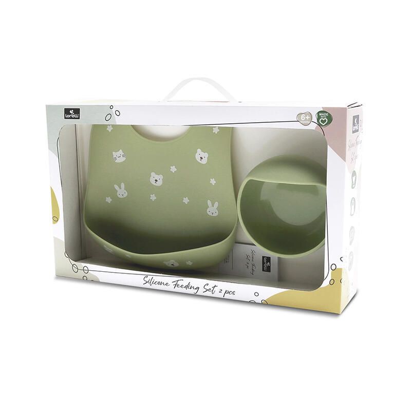 Set 2 Pcs Bavoir + B.assiette Rebord Vert