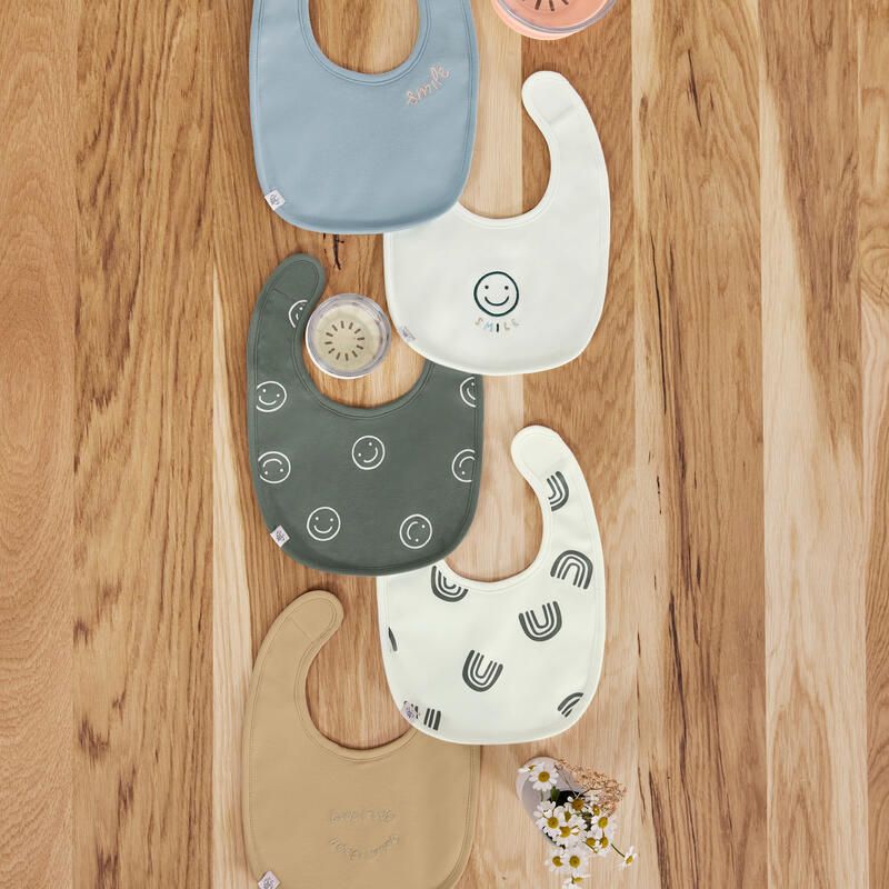 Lot De 5 Bavoirs Eponge Multi-color Tiny Smile