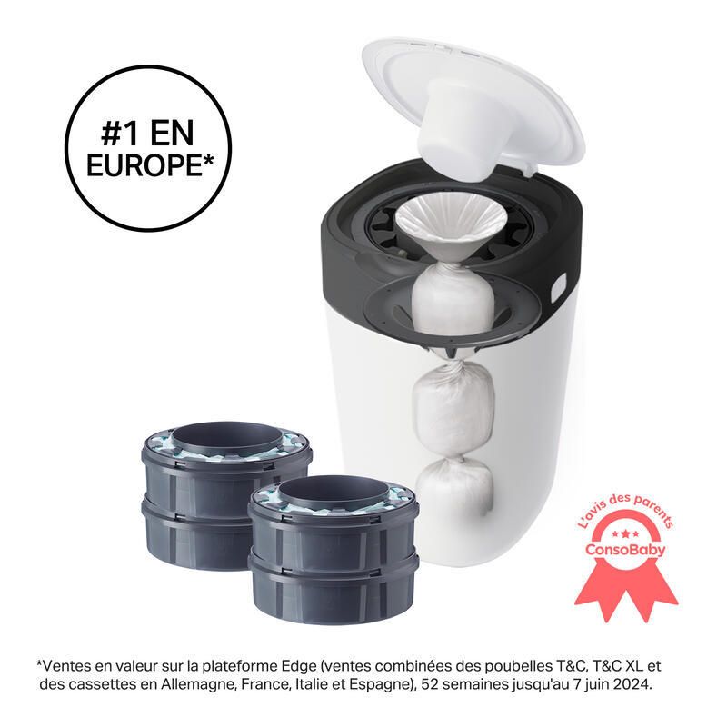 Pack A Poubelle A Couches Twistclick +4 Recharges Blanc Tommee Tippee Kit Poubelle + Recharges