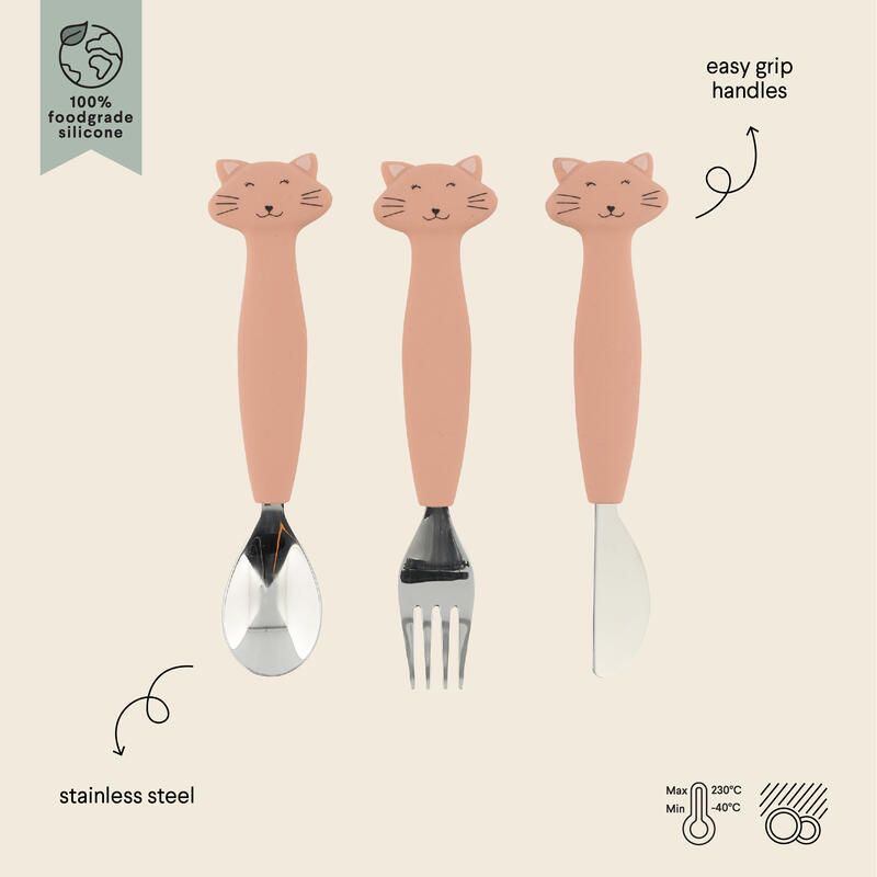 Couverts 3 Pieces En Silicone Rose Trixie Mrs. Cat