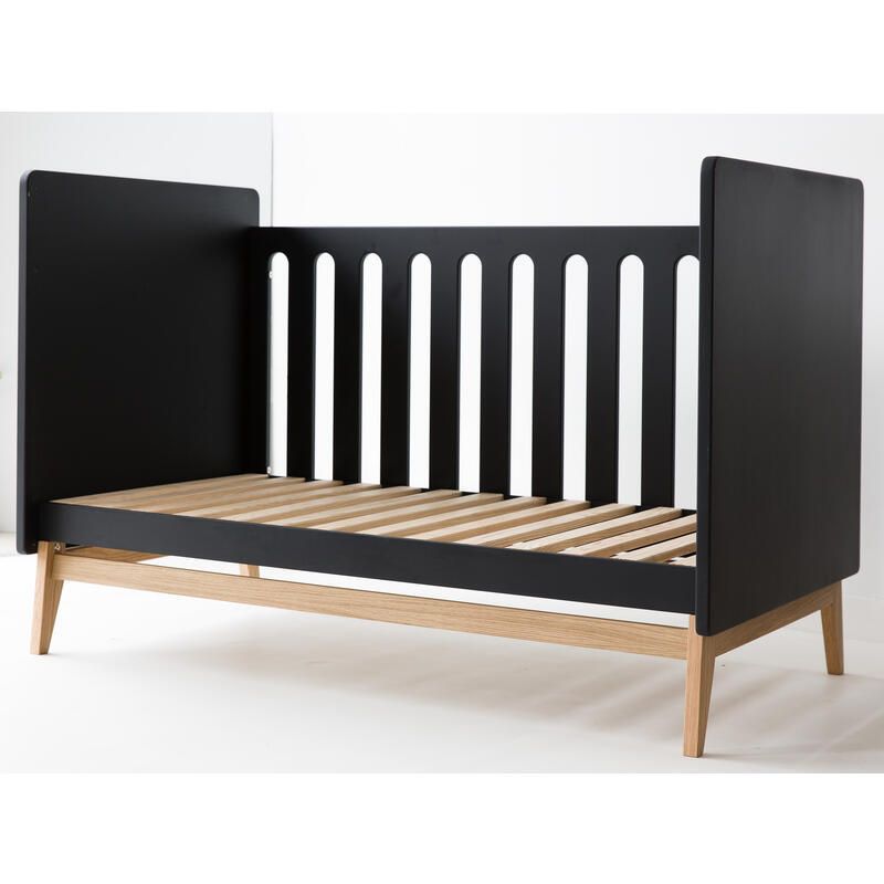 Lit Bebe 140x70cm Transformable En Banquette Pure Black Pericles Chambre