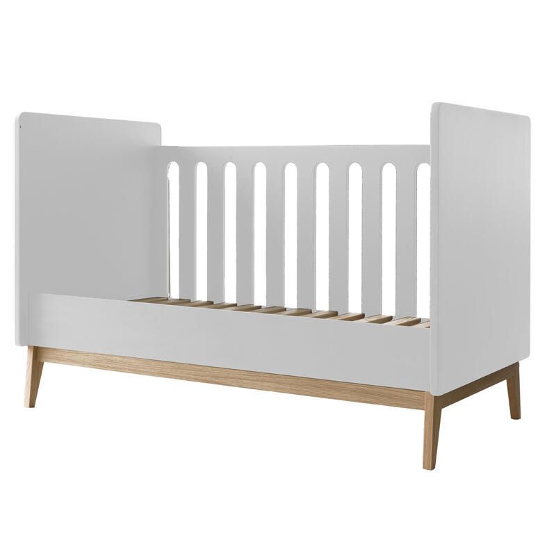 Lit Bebe 140x70cm Transformable En Banquette Pure Blanc Pericles Chambre