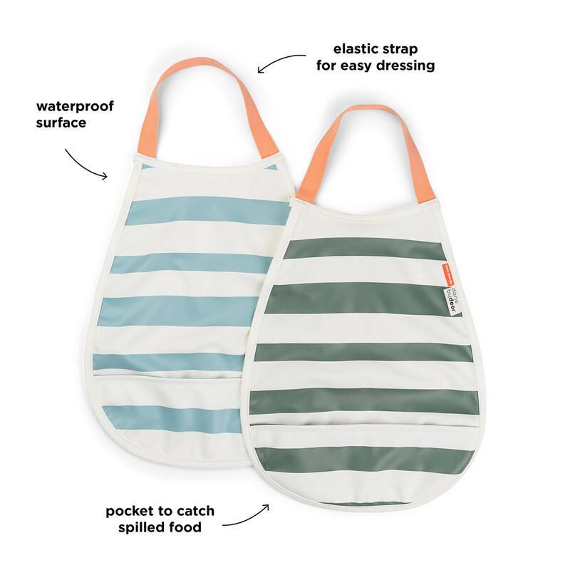 Bavoir Elastique Stripes X2 Bleu-vert