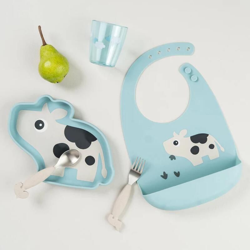 Bavoir Silicone Dotti Bleu