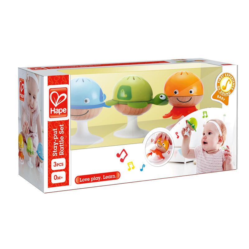 Ensemble De Hochets Animaux Marins Bois Et Multi Hape Eveil Musical