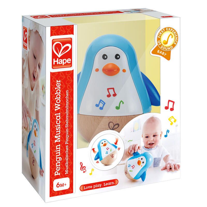 Pingouin Culbuto Musical Bois Et Multi Hape Eveil Musical