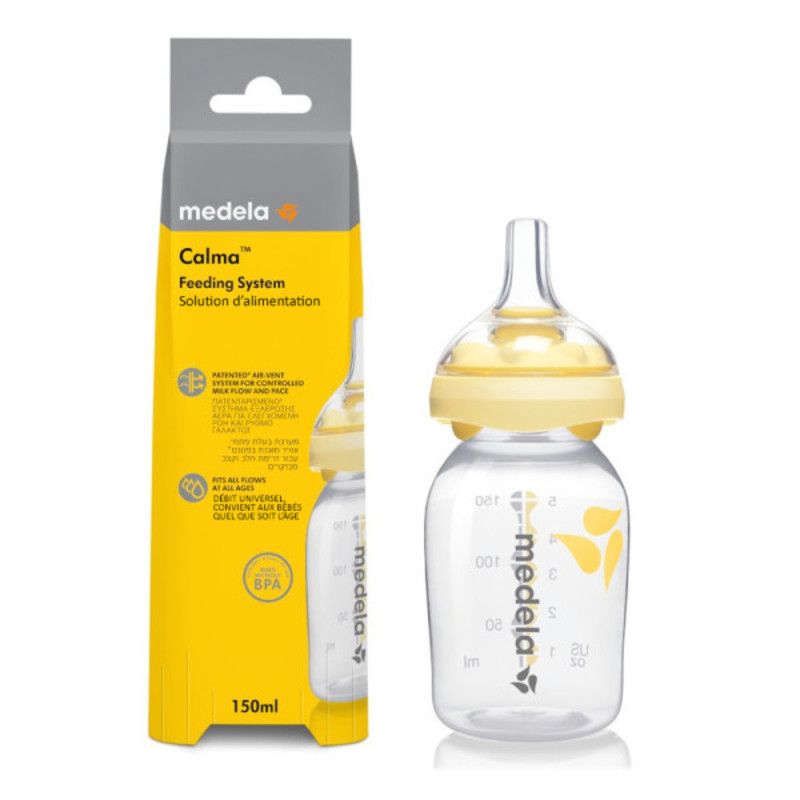 Biberon Calma Pour Lait Maternel 150ml Transparent Et Jaune