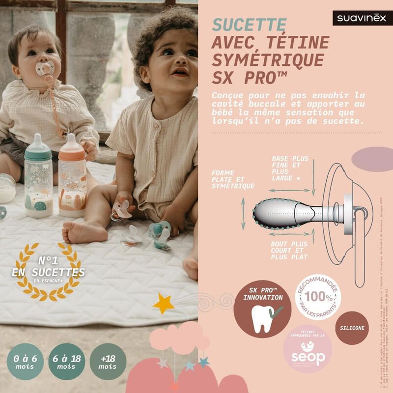 Sucettes Symetrique Sx Pro X2 Dreams +18m Rose