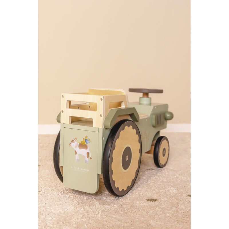Tracteur A 4 Roues En Bois Fsc Little Farm Vert