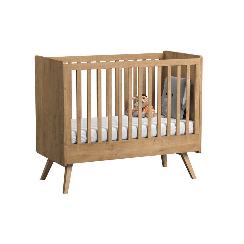 Chambre Duo Vintage Lit 60x120 Bois Commode Bois Bleu Vox