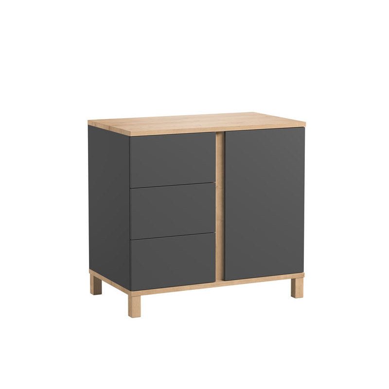 Chambre Altitude Lit 70x140 Commode Armoire Gris Vox