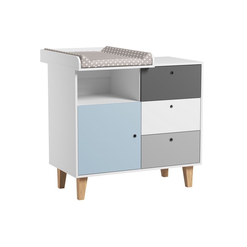 Chambre Concept Lit 60x120 Commode Armoire Bleu Vox