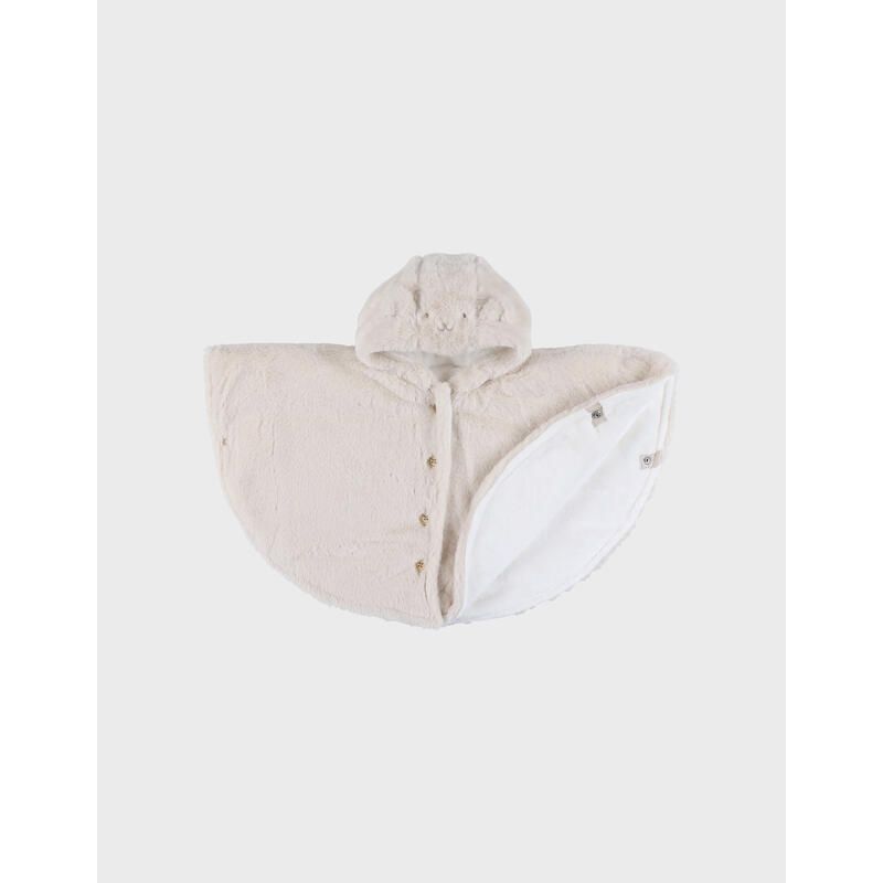 PONCHO FAUSSE FOURRURE CREME
