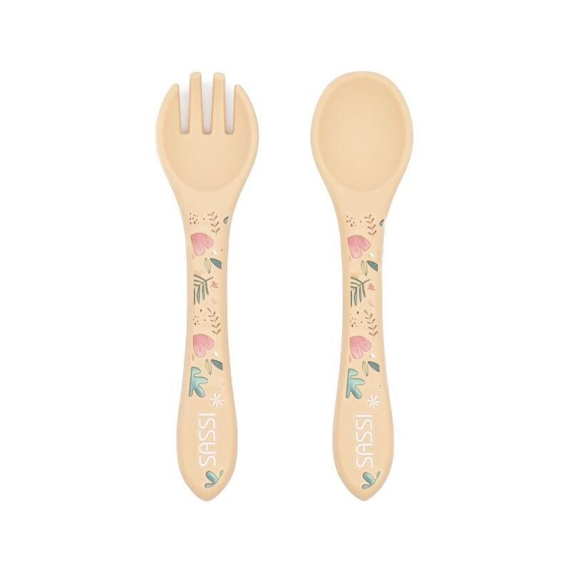 Couverts en silicone Gnawy le paresseux Beige